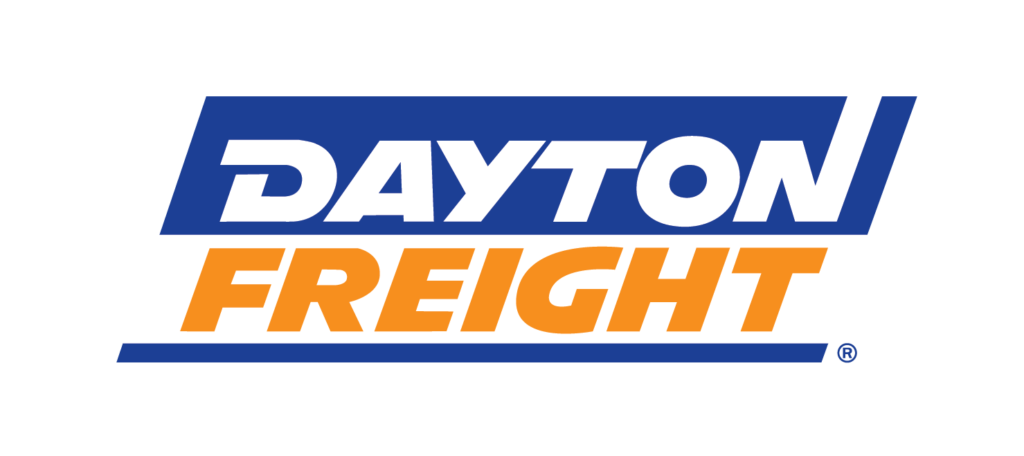 A blue and white logo for dayton freight.